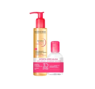 Bioderma Sensibio zestaw kosmetyków do oczyszczania cery wrażliwej płyn micelarny 100 ml + olejek 150 ml - Zestawy kosmetyków damskich Bioderma Sensibio zestaw kosmetyków do oczyszczania cery wrażliwej płyn micelarny 100 ml + olejek 150 ml - Zestawy kosmetyków damskich - miniaturka - grafika 1