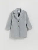 Kurtki i płaszcze dla dziewczynek - Reserved - Klasyczny płaszcz jednorzędowy - ciemnoszary - miniaturka - grafika 1