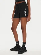 Spodenki damskie - adidas Szorty sportowe Essentials Linear French Terry Shorts IC4442 Czarny Slim Fit - miniaturka - grafika 1