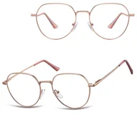 Okulary korekcyjne, oprawki, szkła - Okulary zerówki lenonki oprawki korekcyjne medium M294 złote - miniaturka - grafika 1