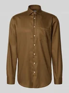 Koszule męskie - Koszula biznesowa o kroju regular fit z listwą guzikową - miniaturka - grafika 1