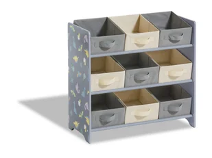 LIVARNO home Regał z 9 wyjmowanymi tekstylnymi pojemnikami Dinozaur/ szary - Półki i regały dla dzieci - miniaturka - grafika 1