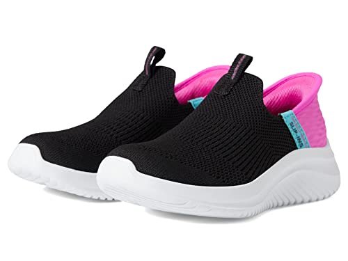 Skechers 303800l Bkpk, trampki dziewczęce, Różowe wykończenie z czarnej siatki, 43 EU