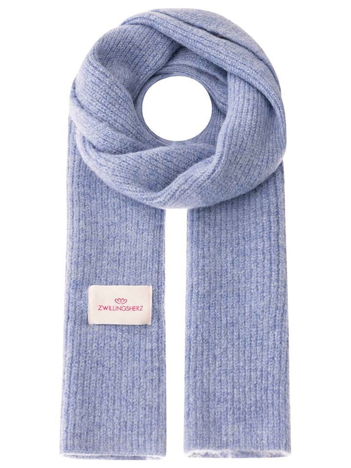 Zwillingsherz Szal w kolorze niebieskim z dodatkiem wełny - 200 x 30 cm