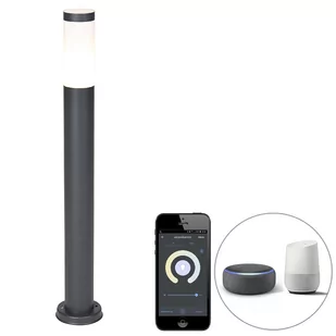QAZQA Inteligentny słupek do lampy zewnętrznej antracytowy 80 cm z Wi-Fi P45 - Rox - Lampy ogrodowe - miniaturka - grafika 1