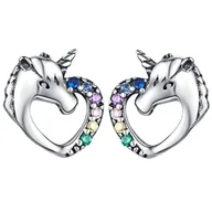 Kolczyki - KOLCZYKI srebrne 925 JEDNOROŻEC serce pudełko KS001 - miniaturka - grafika 1