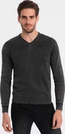 Swetry męskie - Ombre Clothing Klasyczny sweter męski Anaiel czarny XL - miniaturka - grafika 1