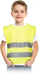KOS-CHILD - Narzutka ostrzegawcza - bezpieczene dziecko na rowereku, hulajnodze i w drodze do przedszkola - S - 45x40 cm. - Odzież robocza - miniaturka - grafika 1