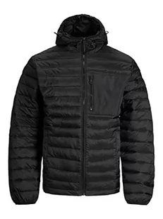 JACK & JONES Męska kurtka pikowana Jcohunt Puffer, czarny, M - Kurtki męskie - miniaturka - grafika 1