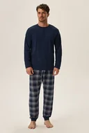 Piżamy męskie - Niebieska piżama męska Honor z flanelowymi spodniami 3XL - Opakowanie podarunkowe - miniaturka - grafika 1