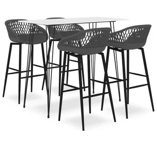 vidaXL 5-częściowy zestaw mebli barowych, biało-szary - Stoły z krzesłami - miniaturka - grafika 1