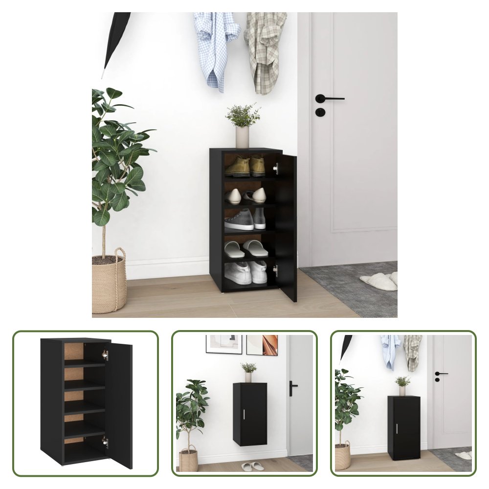 The Living Store Szafka na buty czarna 32x35x70 cm materiał drewnopochodny