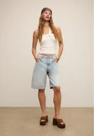 Spodenki damskie - Stradivarius D95 Bermudy typu jortsy Niebieski denim 32 - miniaturka - grafika 1