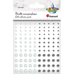 Perełki samoprzylepne okrągłe 120szt białe srebrne - Titanum - Szkolne artykuły papiernicze - miniaturka - grafika 1