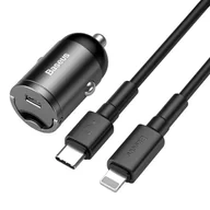 Ładowarki samochodowe - Baseus Tiny Star PPS mini ładowarka samochodowa USB Typ C 30W Quick Charge 3.0 PD 3.0 + kabel USB Typ C / Lightning 1m szary (TZVCHX-0G) - miniaturka - grafika 1