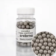 Dodatki do ciast w proszku - Posypka cukrowa PEREŁKI PERŁOWE SREBRNE 7 mm Sweet Decor, 40 g - miniaturka - grafika 1