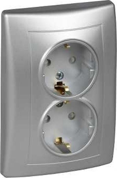 Schneider Electric Sedna Gniazdo podwójne SCHUKO aluminium SDN3000460