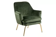 Fotele - Fotel tapicerowany na złotych nogach Royal : Kolor - Zielony - miniaturka - grafika 1