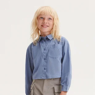 Reserved - Krótka koszula z kieszonką - jasnoniebieski - Bluzki dla dziewczynek - miniaturka - grafika 1