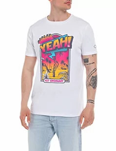 Replay Męski T-shirt M6465, 001 biały, XL, 001 White, XL - Koszulki męskie - miniaturka - grafika 1