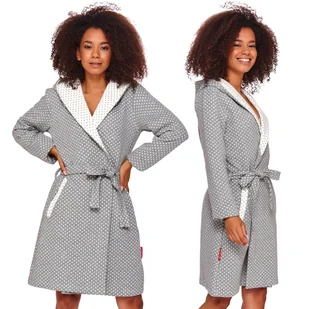 Doctor Nap 8030 DARK GREY szlafrok w groszki L - Bielizna nocna - miniaturka - grafika 1