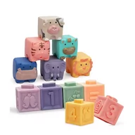 Zabawki sensoryczne - Zwierzątka i cyferki - miękkie klocki sensoryczne 12 szt - miniaturka - grafika 1