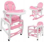 Krzesełka do karmienia - Ecotoys Fotelik bujany do karmienia 3w1 różowy 1098 - miniaturka - grafika 1