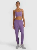 Spodnie sportowe damskie - 4F Spodnie treningowe szybkoschnące damskie - fioletowe L - miniaturka - grafika 1