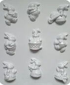 Akcesoria rzeźbiarskie - Forma do odlewów gipsu, zajączki wielkanocne, 9 elementów - miniaturka - grafika 1