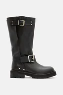 Kozaki damskie - AllSaints kozaki skórzane Tay Biker Boot damskie kolor czarny na płaskim obcasie W026FA - miniaturka - grafika 1