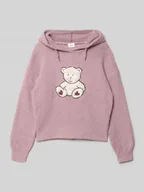 Swetry dla dziewczynek - Bluza o kroju regular fit z kapturem i motywem misia - miniaturka - grafika 1