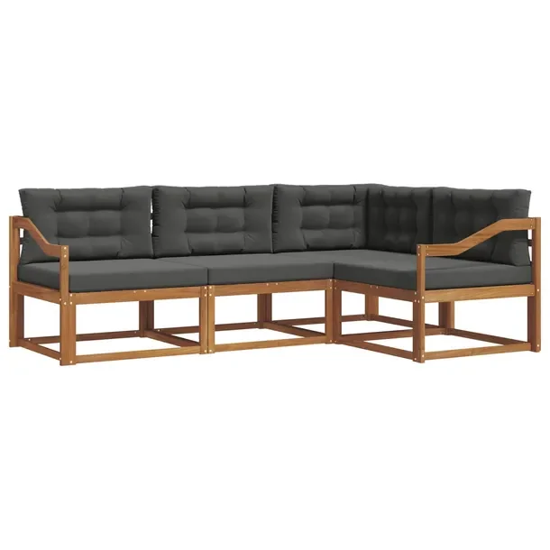 Zestaw sof na zewnątrz z poduszką 4 szt. Naturalny i Antracytowy