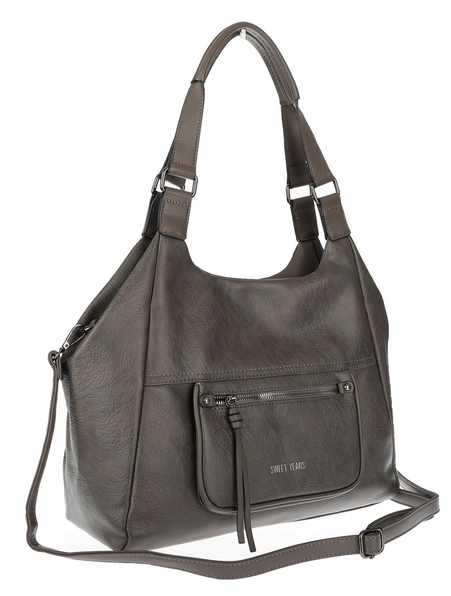 Torebka Damska Shopper worek modna lekka duża torba A4 na Ramię 6870 Szara