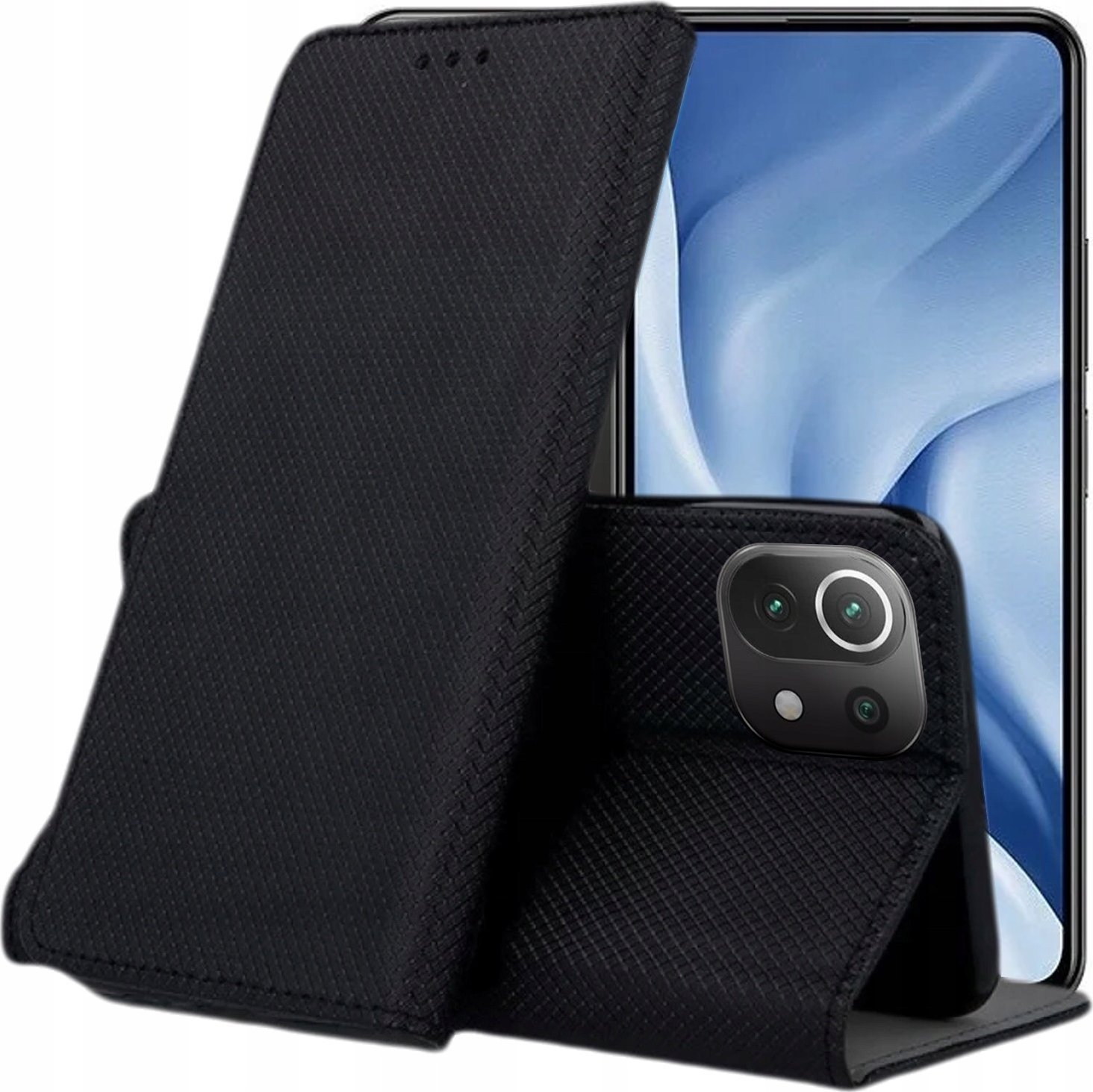 Hello Case ETUI Z KLAPKĄ DO XIAOMI MI 11 CZARNE ZAMYKANE MAGNETYCZNE KABURA FUTERAŁ