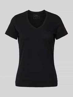 Koszulki i topy damskie - T-shirt z wyhaftowanym logo - grafika 1
