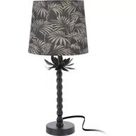 Lampy stojące - Lampa stołowa z kloszem abażurem stojąca nocna lampka liście czarna złota 49x22 cm kod: O-569175 - miniaturka - grafika 1