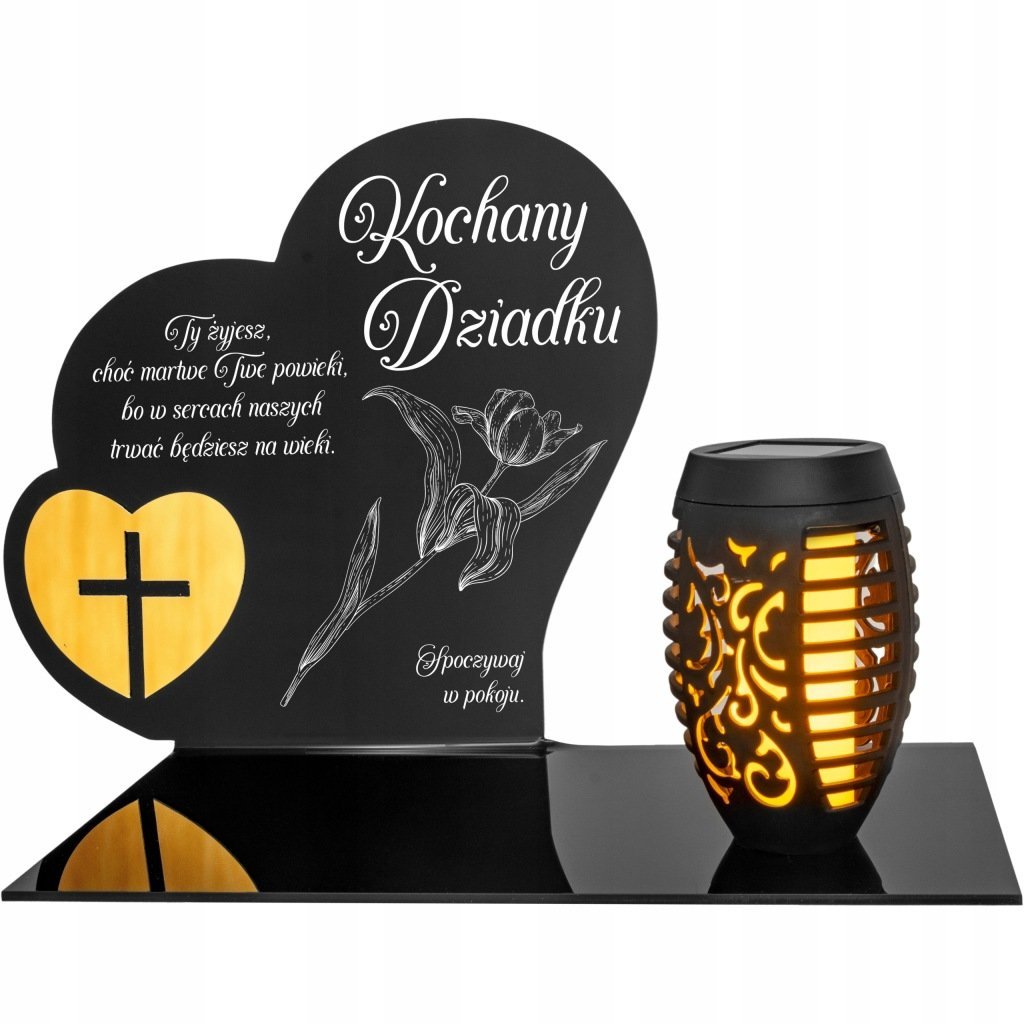 Znicz Kochany Dziadek LED Statuetka Pamięci Duży Lampion Grób DZIEŃ DZIADKA