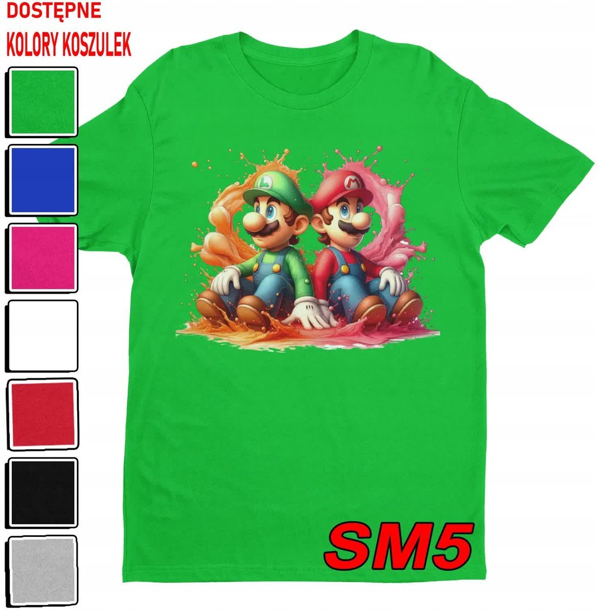T-Shirt Koszulka Dziecięca Super Mario Bros Bajki Gry Luigi -L 146-152