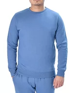 Koszulki męskie - M17 Męska klasyczna bluza z okrągłym dekoltem sweter na co dzień sweter z długim rękawem top gładki sweter, niebieski (Denim Blue), S - miniaturka - grafika 1