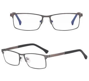 Męskie aluminiowe okulary zerówki do komputera BLUE LIGHT grafitowe 25125A - Okulary korekcyjne, oprawki, szkła - miniaturka - grafika 1