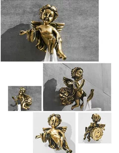 wieszak na ręczniki retro EUNIKE anioł szczotkowany mosiądz - Wieszaki łazienkowe - miniaturka - grafika 1