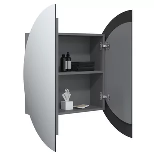 Lumarko Szafka łazienkowa z lustrem i LED, szary, 54x54x17,5 cm - Szafki łazienkowe - miniaturka - grafika 6