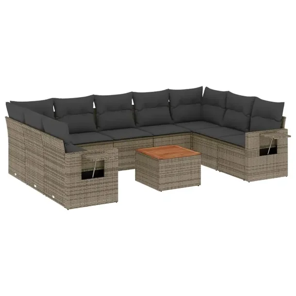Zestaw mebli ogrodowych szary rattan PE, wymiary: 62 x 62 x 69 cm