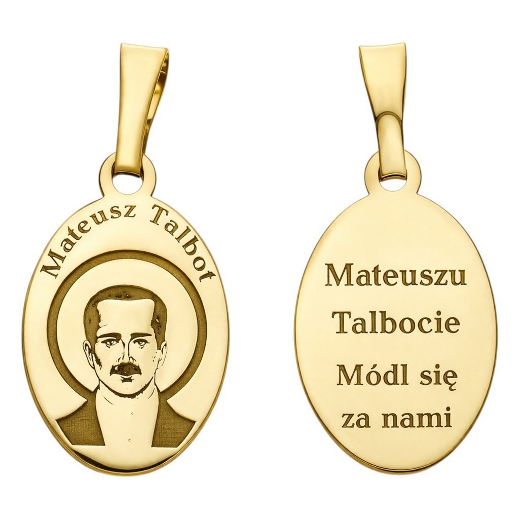 Medalik srebrny Ag 925 pozłacany Mateusz Talbot MDC078G