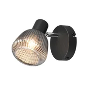 Lampy ścienne - Kinkiet ścienny Tarifa czarny-chromowany 1xE14x10W do sypialni wym: 17 x 10 x 13 cm szkło IP20 Trio - miniaturka - grafika 1