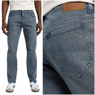 Lee RIDER SLIM Natural Grey lekko dopasowane szare spodnie jeansowe W36 L32 - Spodnie męskie - miniaturka - grafika 1