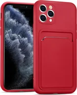 Etui i futerały do telefonów - Etui na telefon komórkowy Apple iPhone 11 Pro Max silikonowe etui ochronne z kieszenią na kartę Slim Wallet Case, czerwone - miniaturka - grafika 1