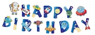 Balony i akcesoria - Baner Happy Birthday Kosmos astronauta, 200 cm - miniaturka - grafika 1
