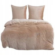 Pościel - Pościel haftowana 200x220 mikrofibra "miś" Cotton World gruba 3 el beżowe - miniaturka - grafika 1