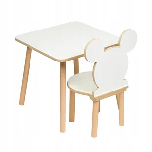 Stolik i krzesełko dla dzieci 50 x 50 x 47cm zestaw mebli MDF + drewno - Zestawy mebli dla dzieci - miniaturka - grafika 1